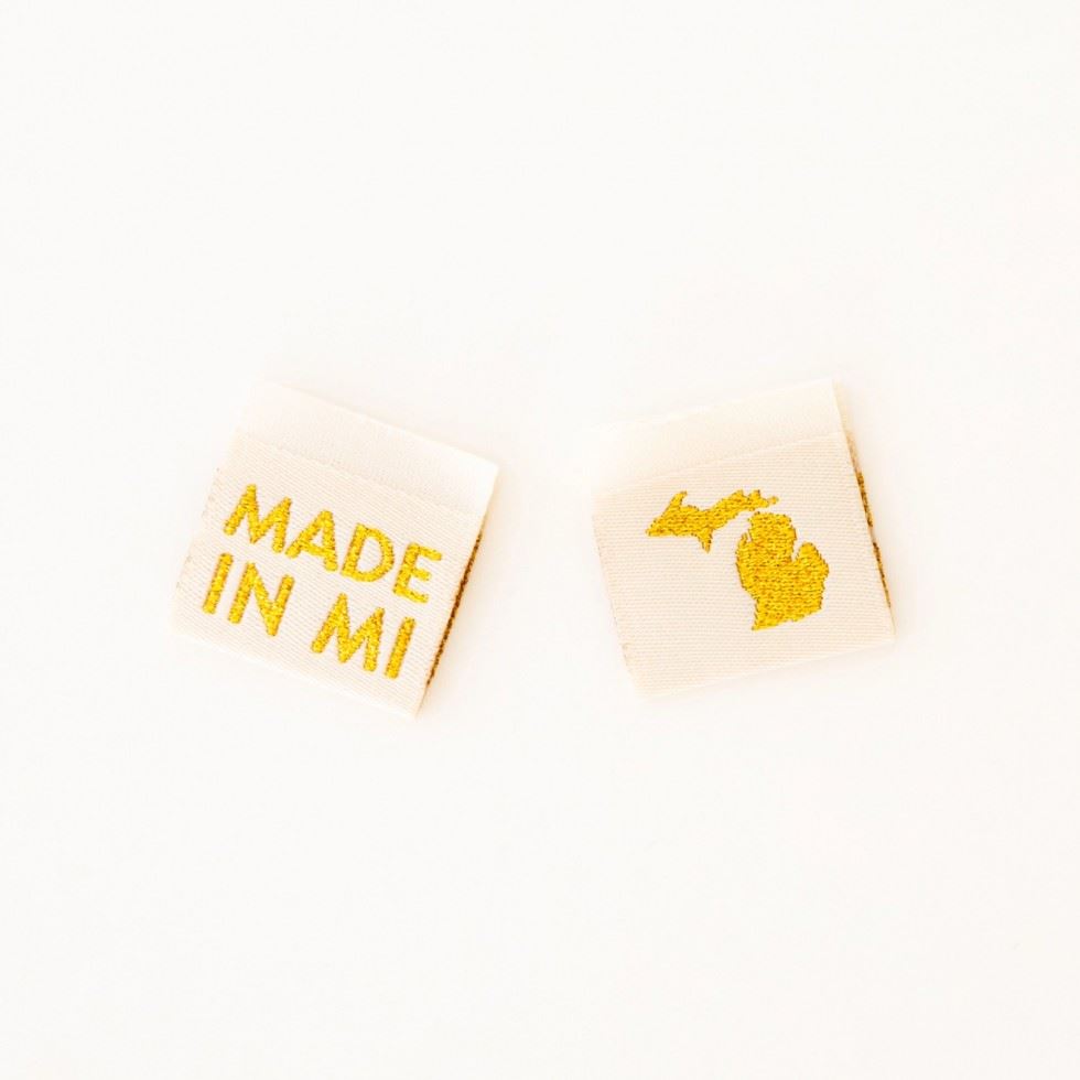 Sarah Hearts Made In My State Gold Woven Labels Michigan
 