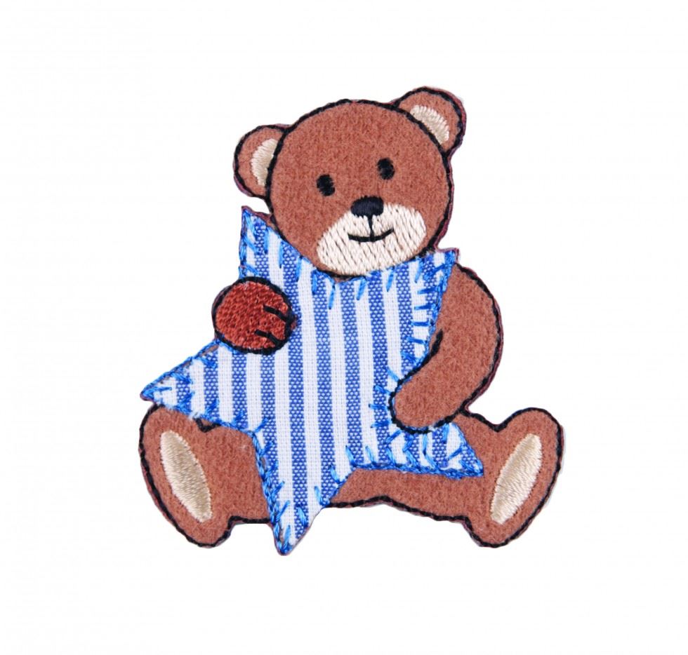 Craft Factory Brown/Blue/White Patch Motif Bear