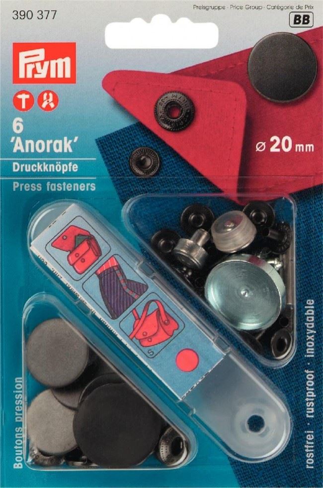 Prym Black Anorak Snaps Press Fasteners