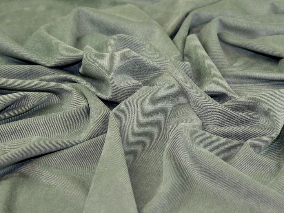 John Louden Mint Stretch Woven Suede Twill Fabric