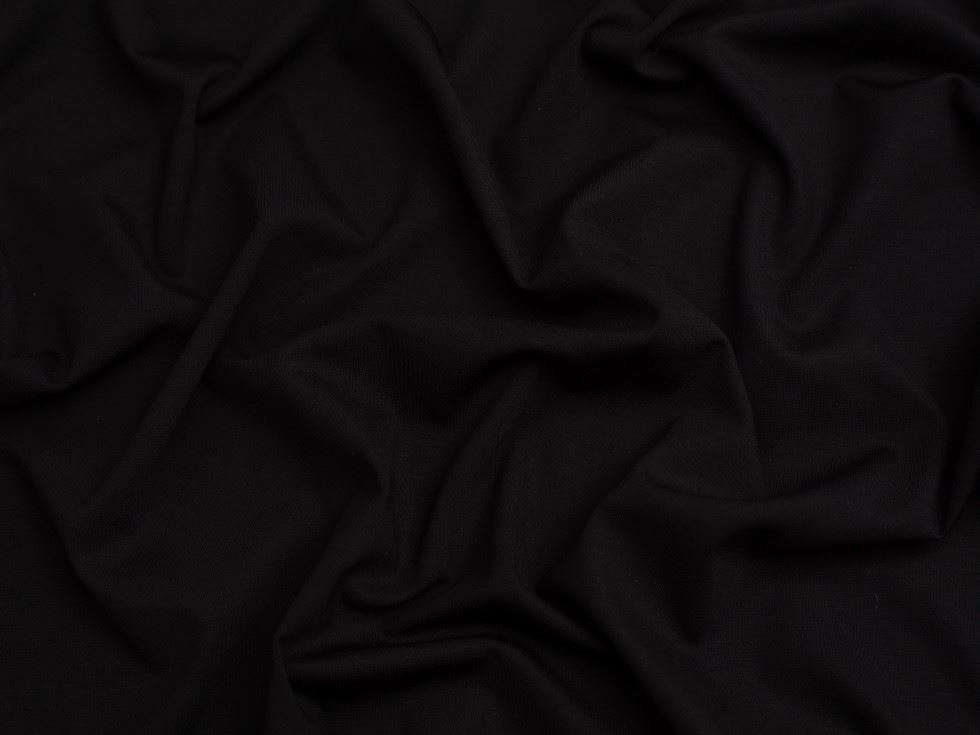Minerva Core Range Black Viscose Interlock Jersey Stretch Knit Fabric