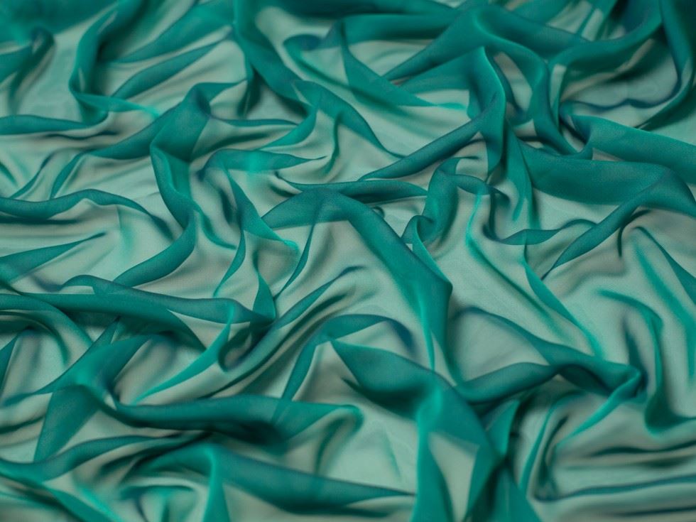 Minerva Core Range Cationic Sheer Chiffon Fabric Jade Green
 