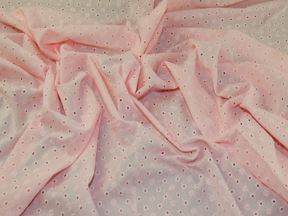 Pink Deadstock Embroidered Cotton Fabric