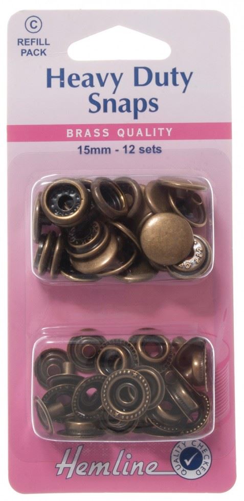 Hemline Antique Brass Heavy Duty Metal Snaps Refill