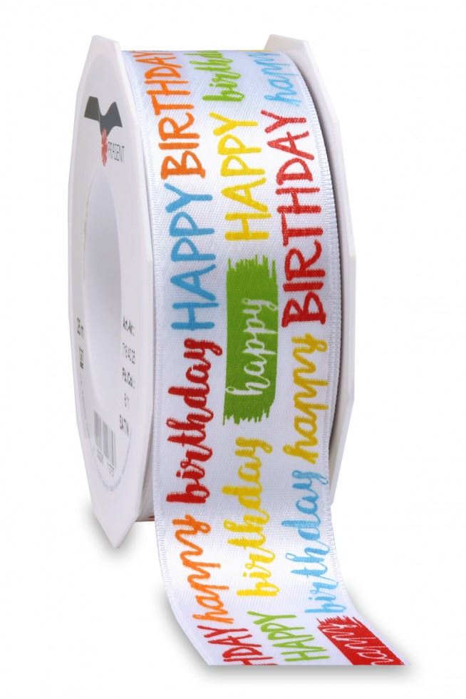 Multicoloured Happy Birthday Ribbon (Value Roll)