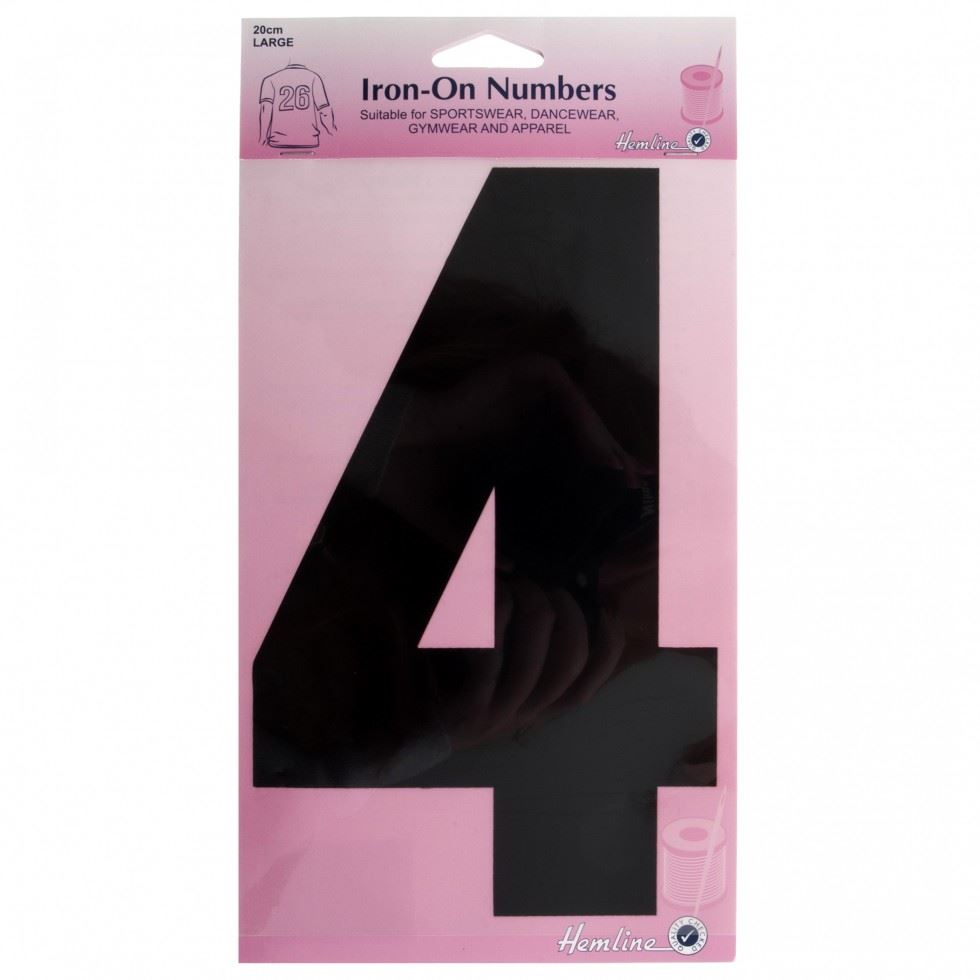 Hemline Black Number 4 Number Patch Motif