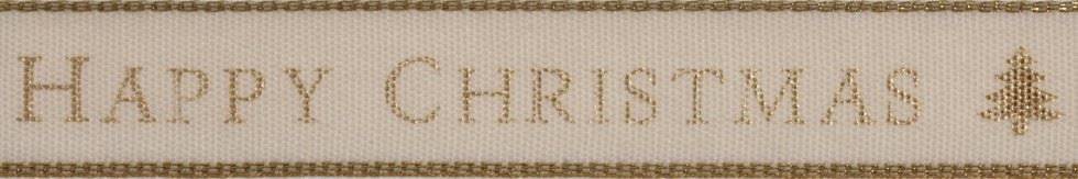 Berisfords Happy Christmas Ribbon Natural