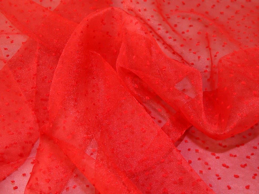Deadstock Cutspot Organza Fabric Red
 