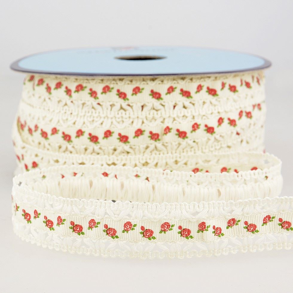 Stephanoise Floral Lace Trim Ivory
 