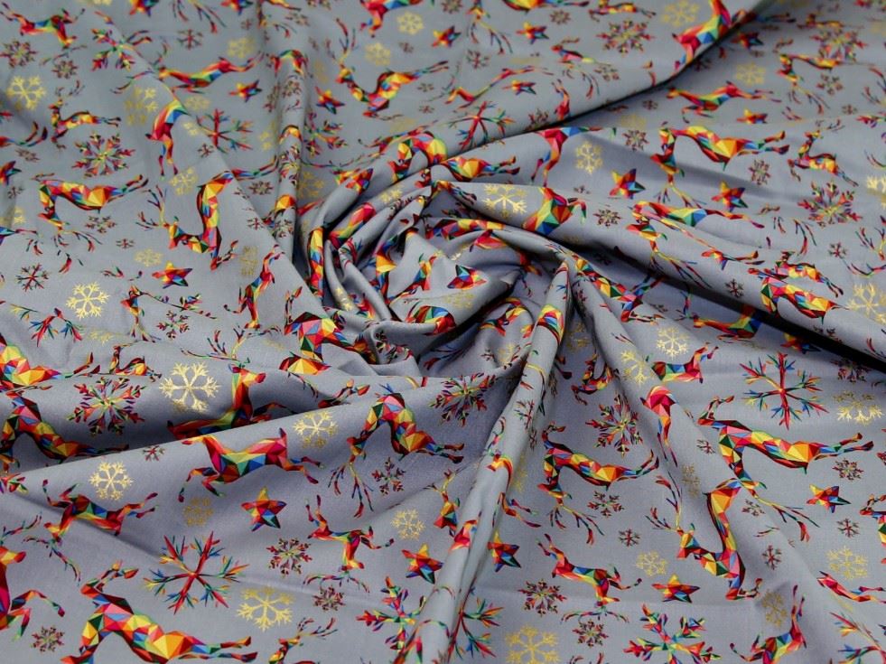 Deadstock Metallic 100% Cotton Fabric Grey
 