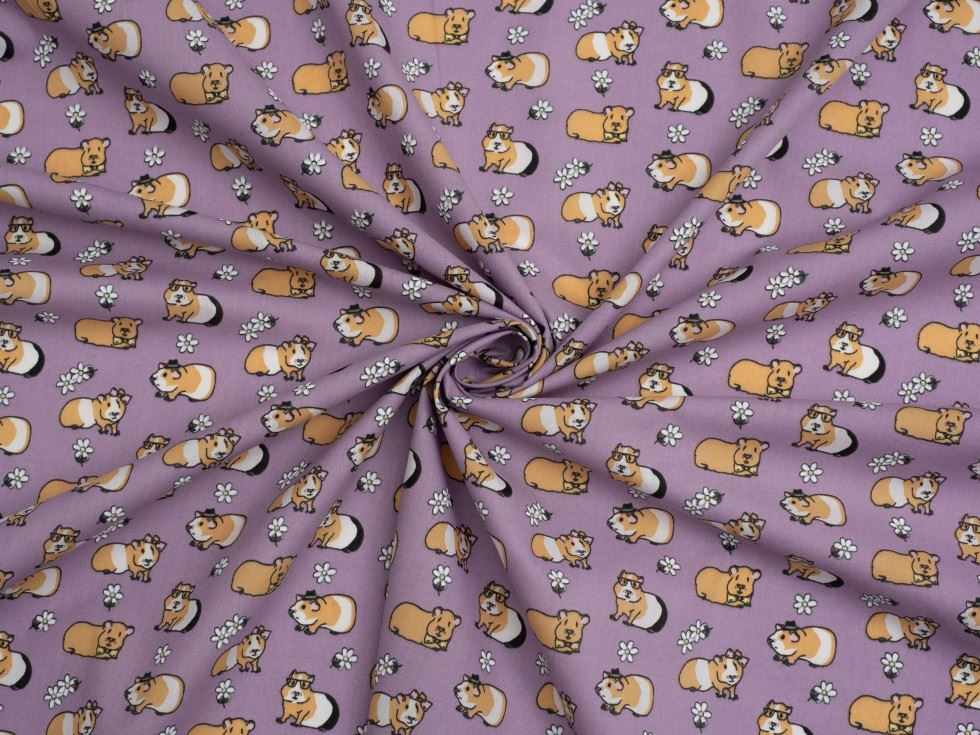 Lilac Printed Polycotton Fabric