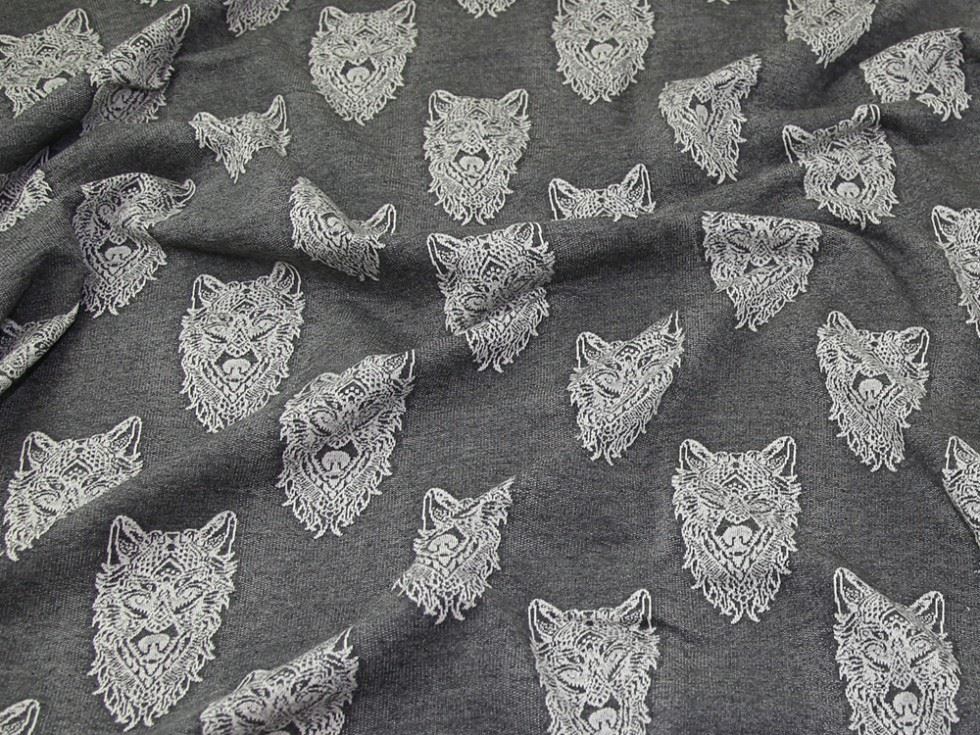 Deadstock Jacquard Stretch Knit Fabric Dark Grey
 
