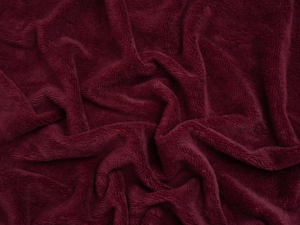 Minerva Core Range Bamboo Cotton Velvet Towelling Fabric Bordeaux