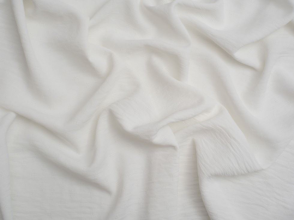Minerva Core Range Dobby Ocean Washed Stretch Woven Crepe Fabric Ivory
 