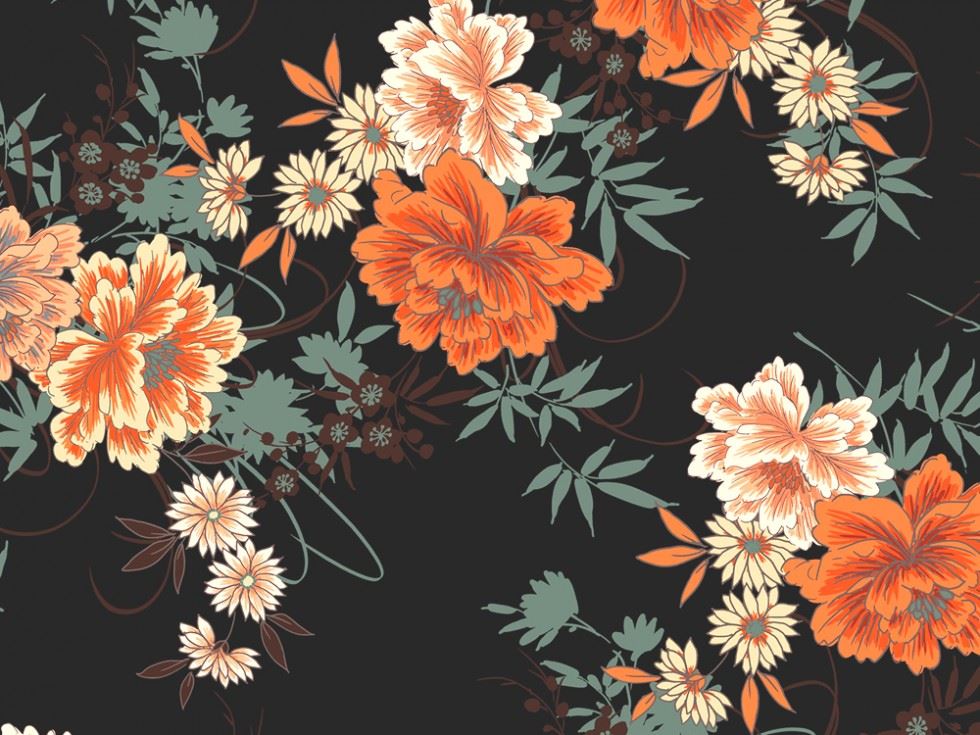 John Kaldor Navy Fernando Viscose Challis Fabric