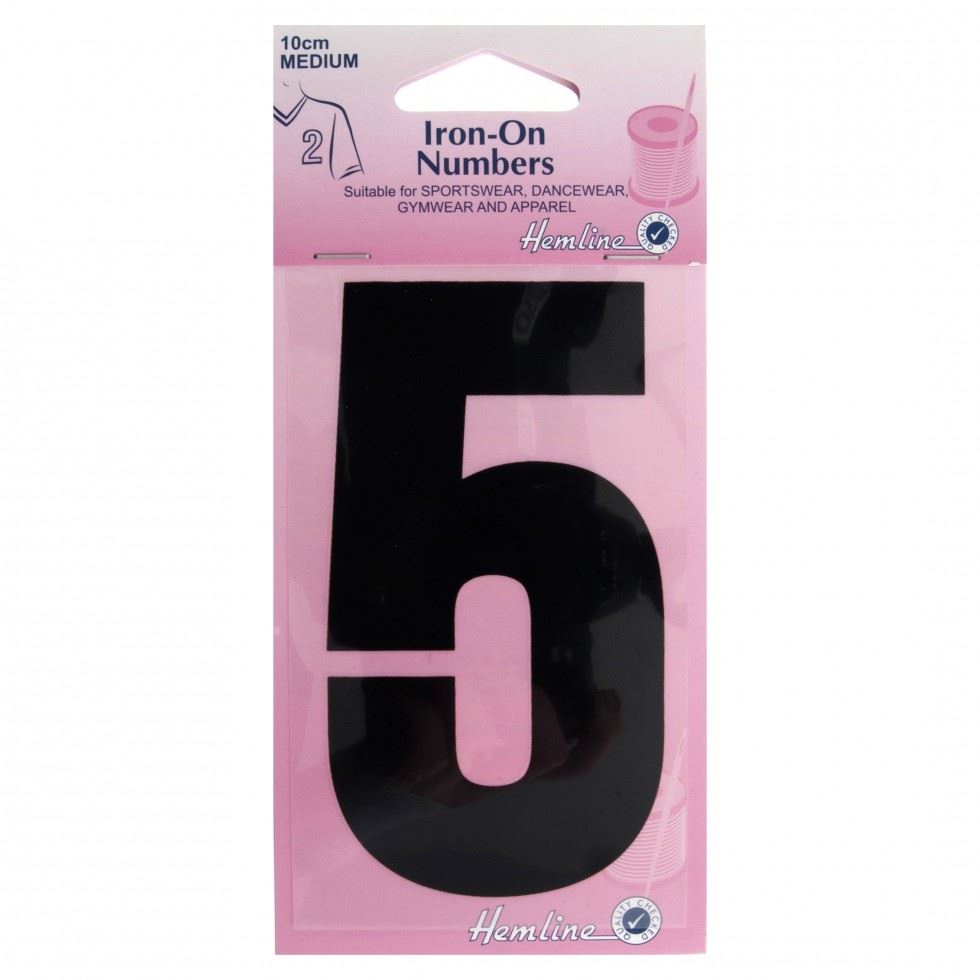 Hemline Black Number 5 Number Patch Motif