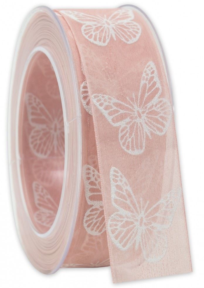 Pink Butterfly Print Ribbon (Value Roll)