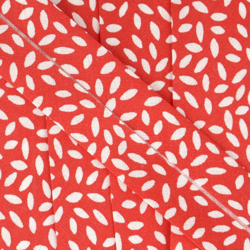 Stephanoise Leaves Bias Binding Tape Red
 