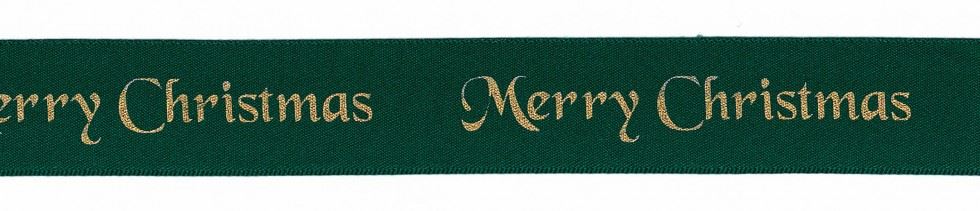 Berisfords 455 Hunter Green Merry Christmas Ribbon (Value Roll)