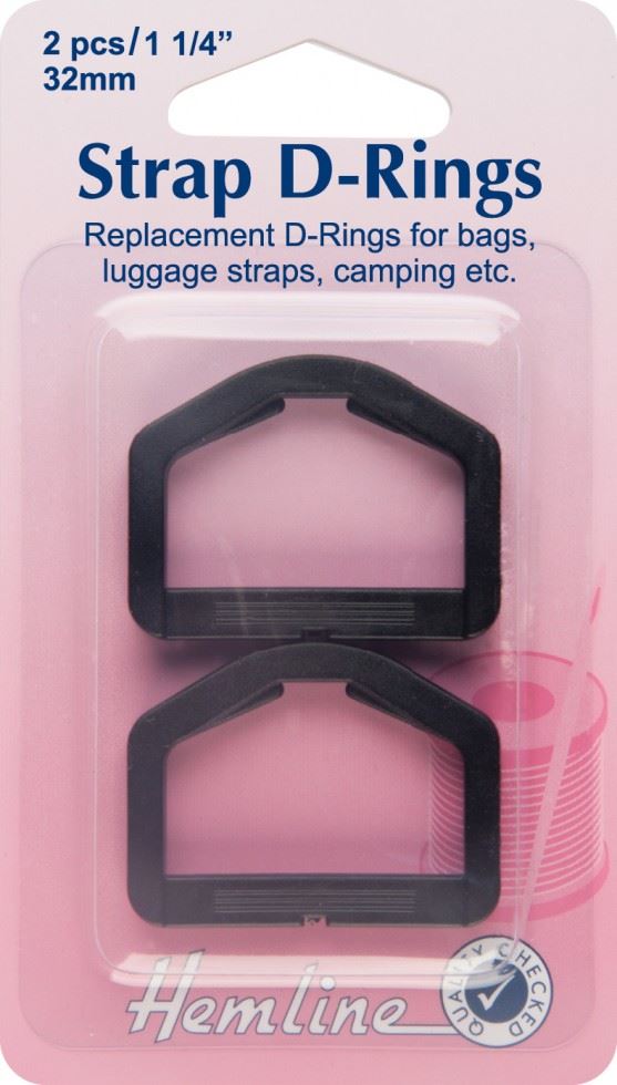 Hemline Black Bag Strap D Rings