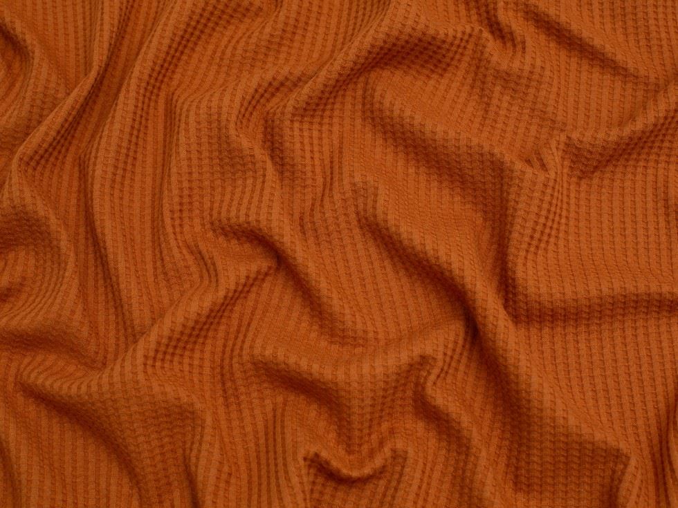 Minerva Core Range Rust Waffle Textured Stretch Knit Fabric