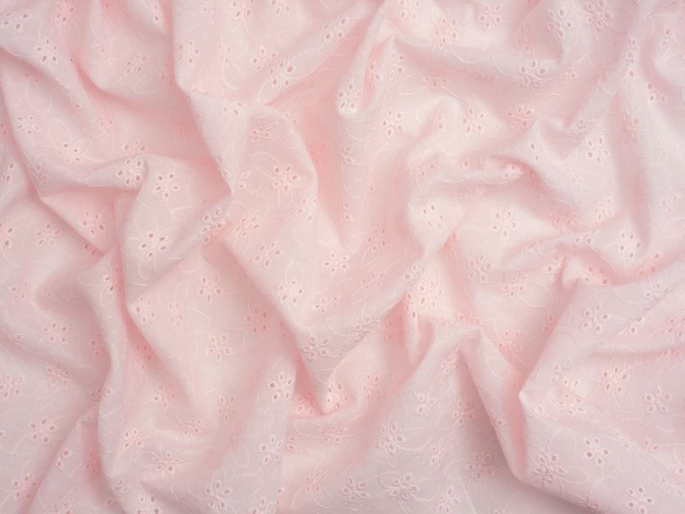 Broderie Anglaise Cotton Fabric Pink
 