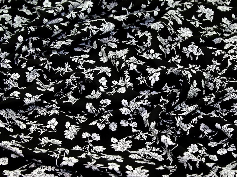 Black Deadstock Viscose Challis Fabric