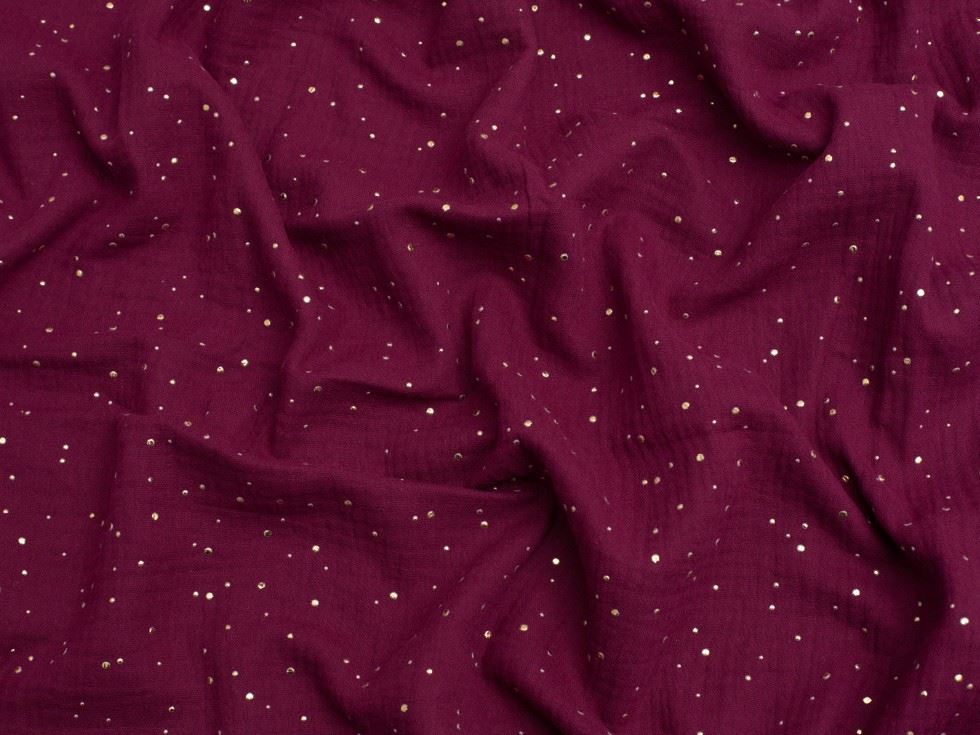 Minerva Core Range Foil Cotton Double Gauze Fabric Bordeaux
 