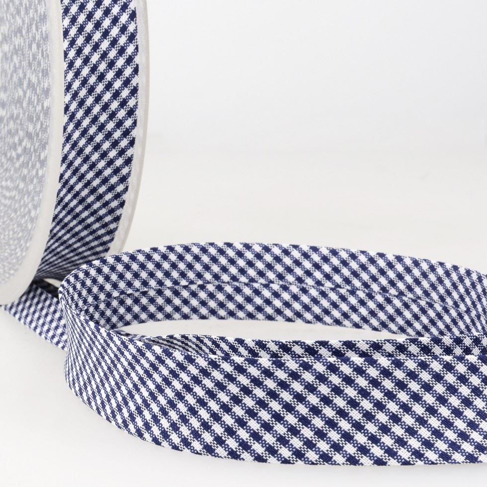 Stephanoise Gingham Bias Binding Tape Dark Navy