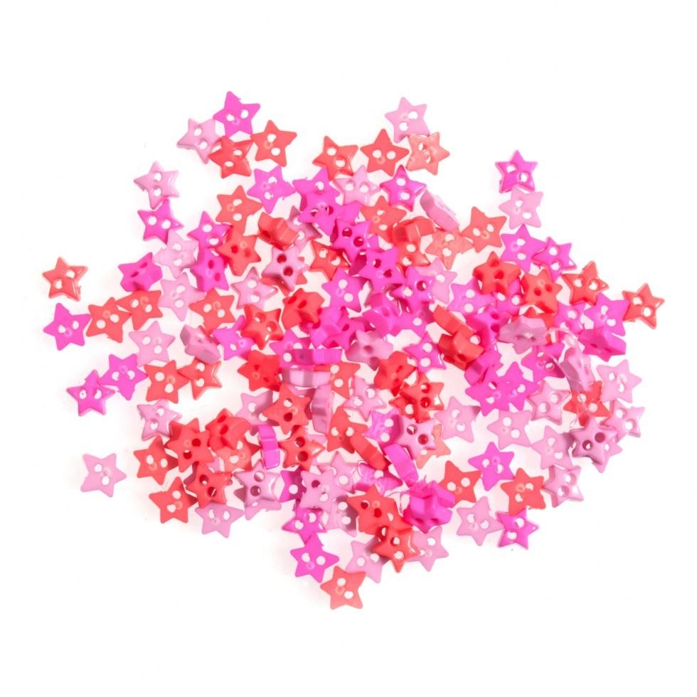 Trimits Pink Star Miniature Buttons (Value Pack Of 5)