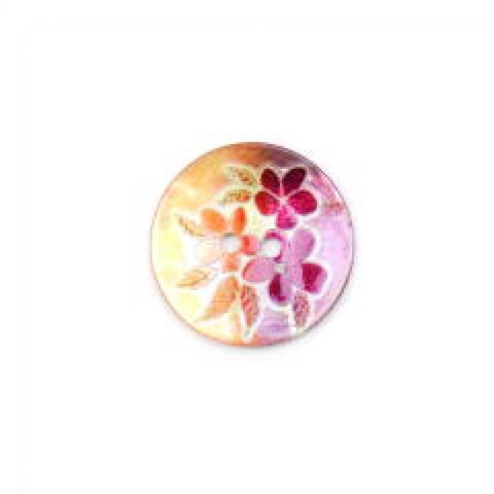 Crendon Round Floral Buttons Orange/Pearl
 