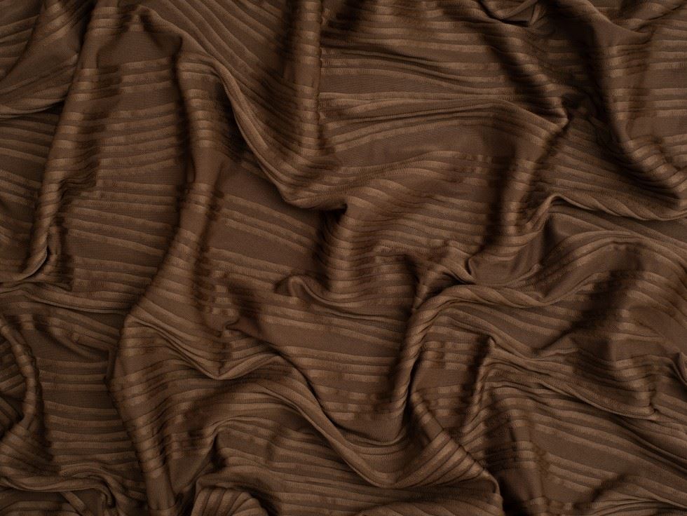 Minerva Core Range 3D Wave Textured Stretch Knit Fabric Brown
 