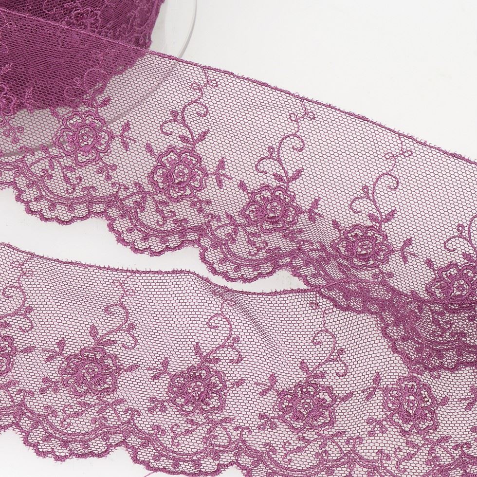 Stephanoise Valenciennes Lace Trim Prune
 