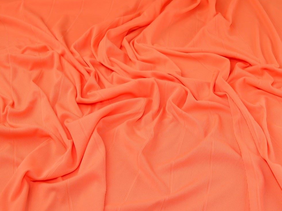 Neon Orange Deadstock Bandage Rib Stretch Knit Fabric