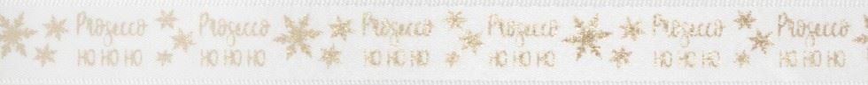 Metallic Prosecco Ho Ho Ho Ribbon (Value Roll) White & Gold
 