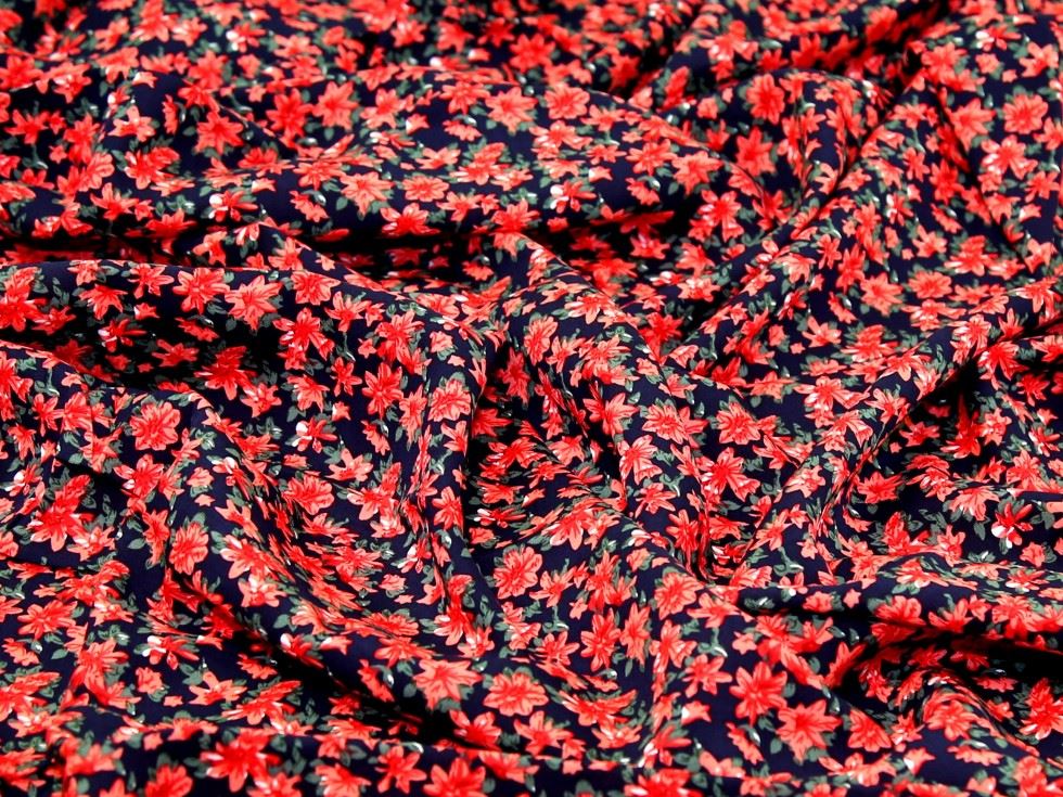 Navy Deadstock Viscose Challis Fabric