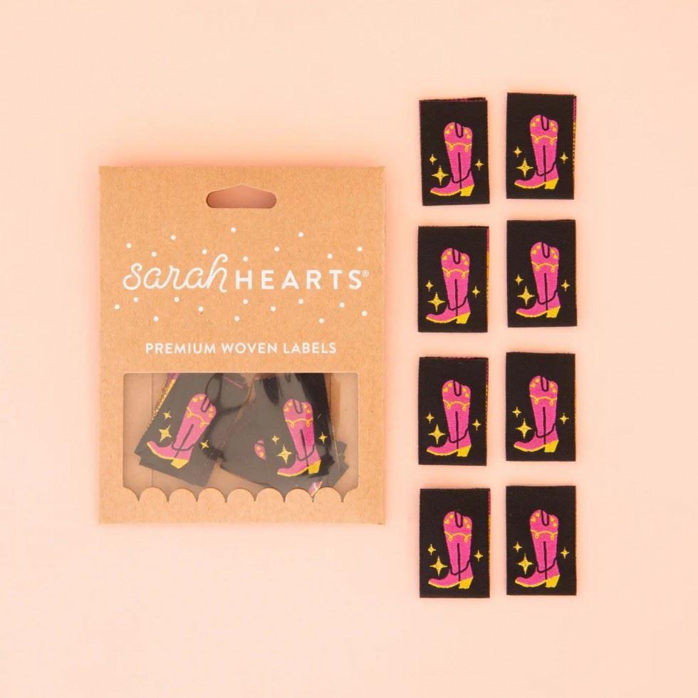 Sarah Hearts Cowboy Boot Woven Labels
 