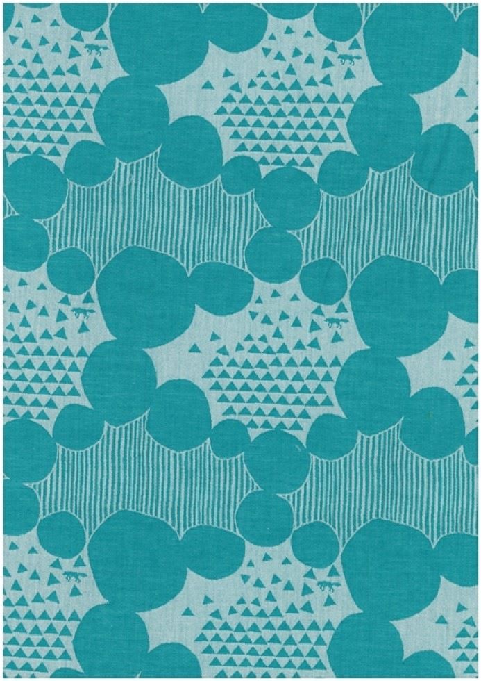 Kokka Cotton Woven Jacquard Fabric Turquoise
 