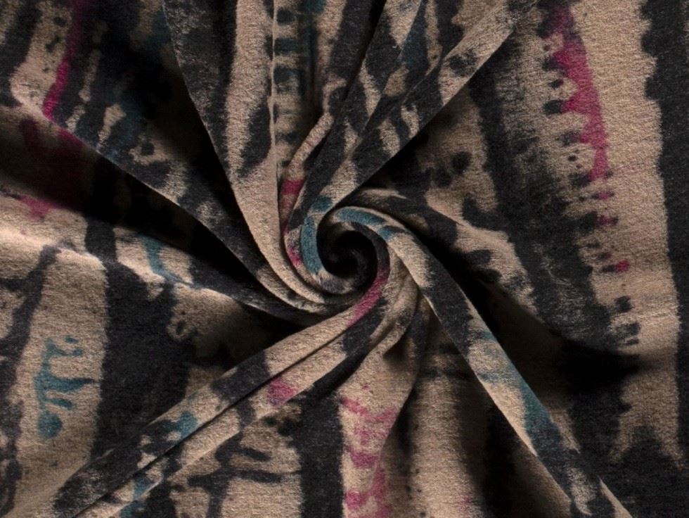 Wool Blend Knit Coating Fabric Taupe Multi