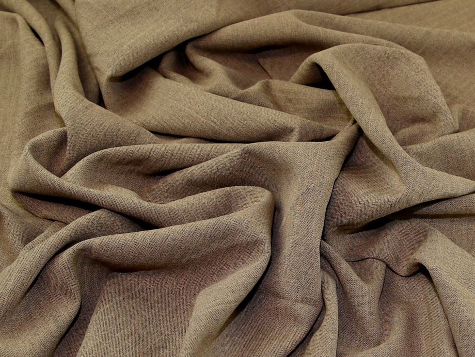 Tan Deadstock Tweed Polyester Suiting Fabric