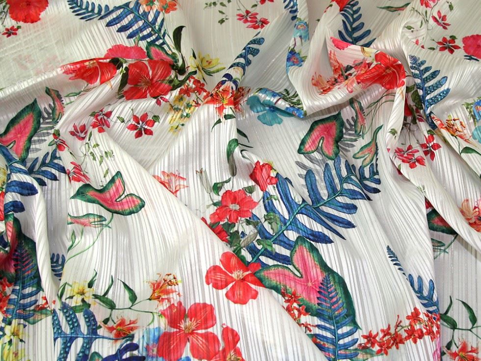 Multicoloured Deadstock Polyester Satin Fabric
