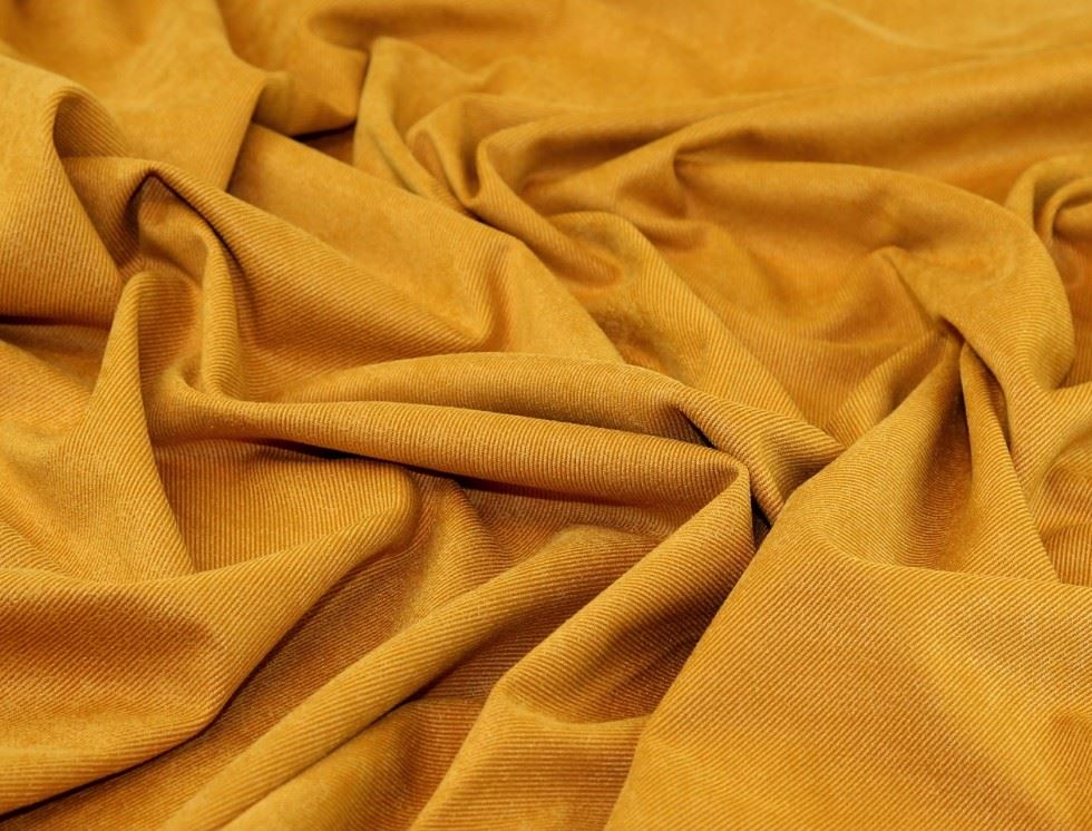 John Louden Ochre Stretch Woven Suede Twill Fabric