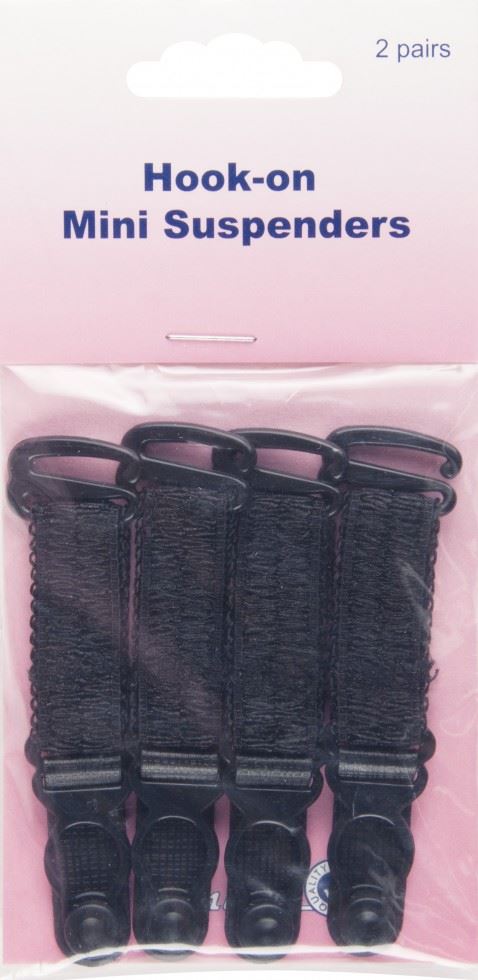 Minerva Hook On Mini Suspenders Black Hemline H464.mb