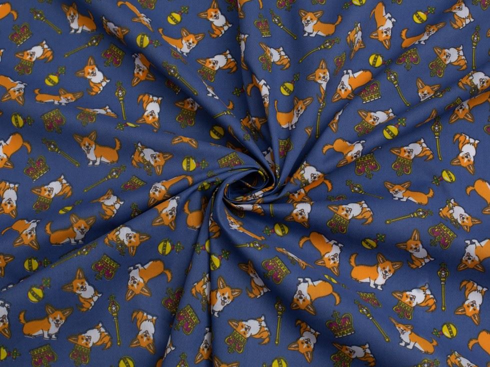 Blue Printed Polycotton Fabric