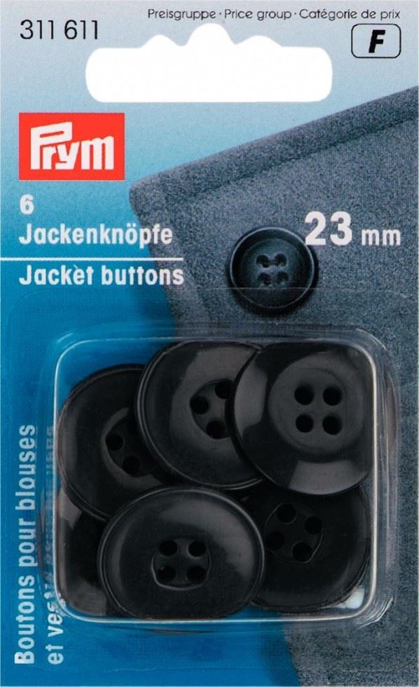 Prym Round Jacket Buttons Black
 