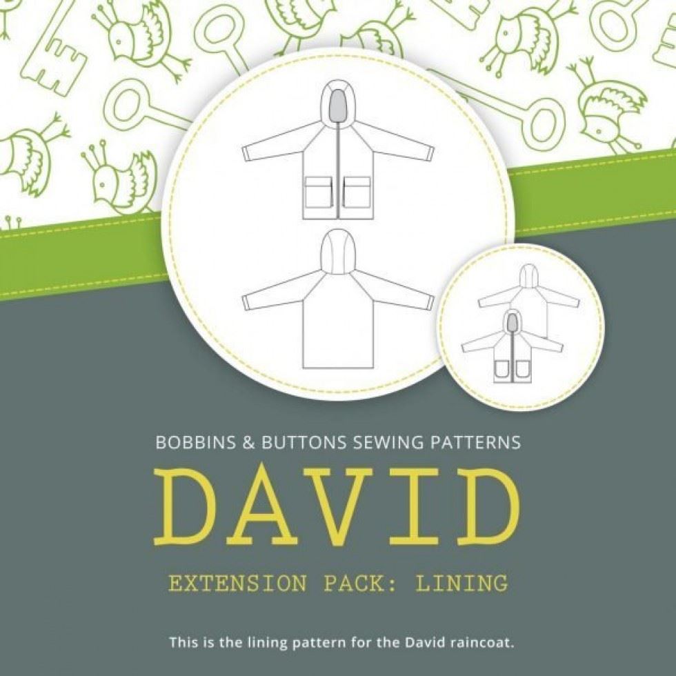 Bobbins and Buttons Paper Sewing Pattern David Raincoat Extension Lining Pack
 