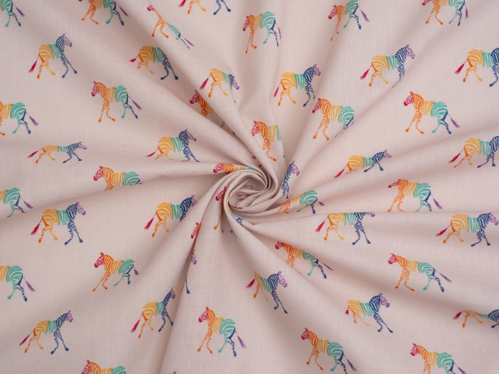 Beige Printed Polycotton Fabric