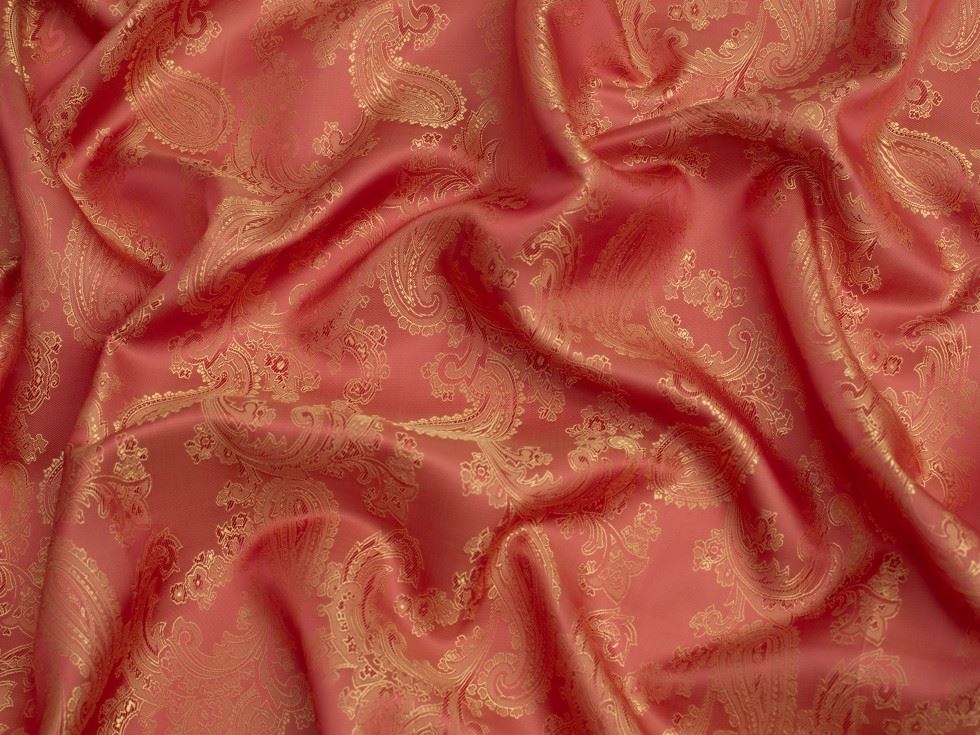 Minerva Core Range Woven Jacquard Lining Fabric Coral
 