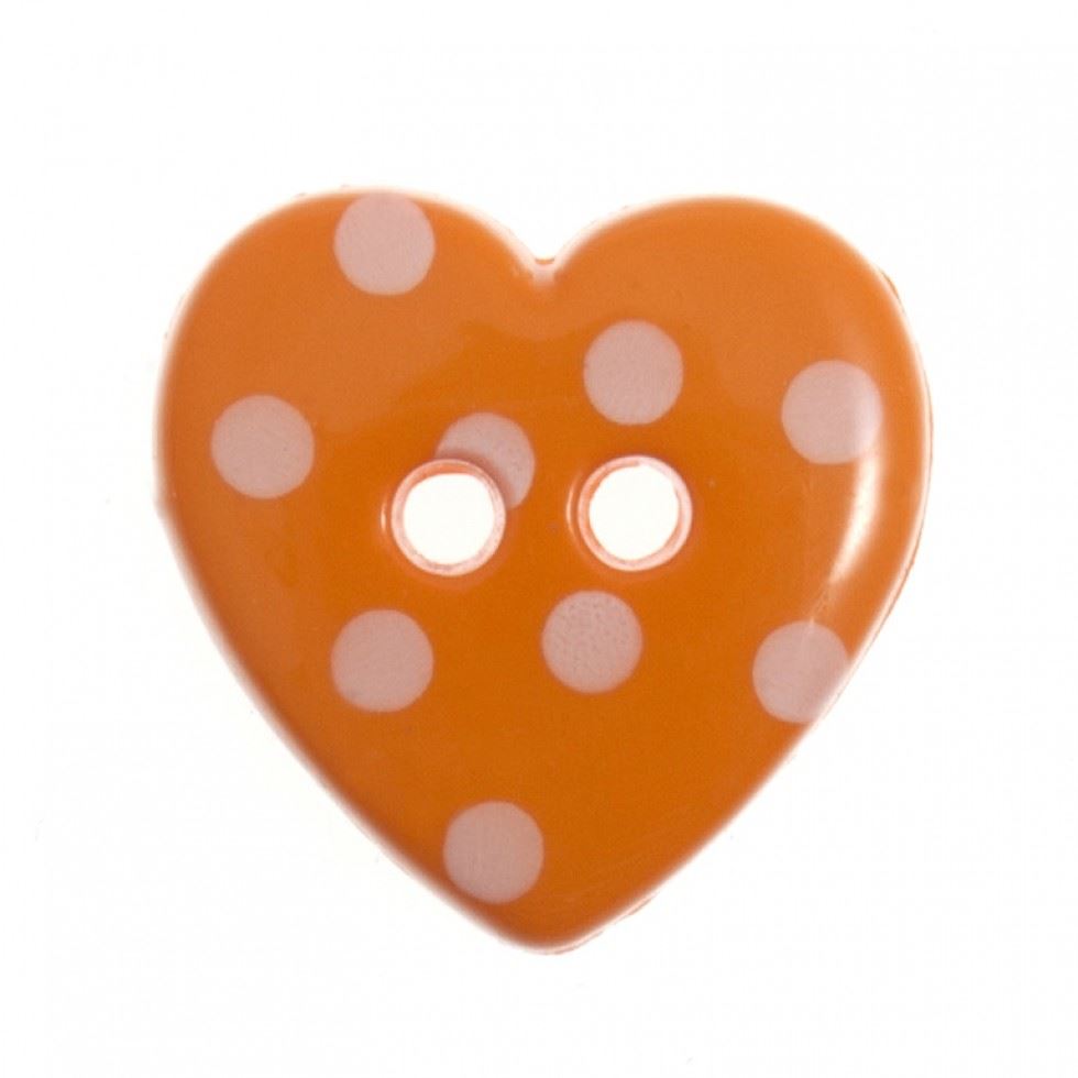 Trimits Orange & White Spotty Heart Buttons (Value Pack)