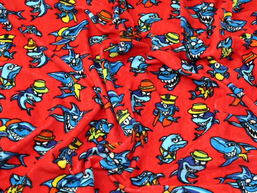 Red Deadstock Velour Stretch Knit Fabric